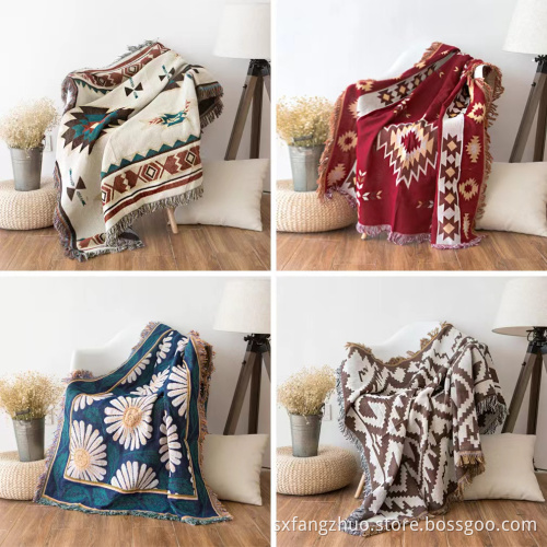 Wholesale boho customized blanket Bohemian geometry sofa throw blanket